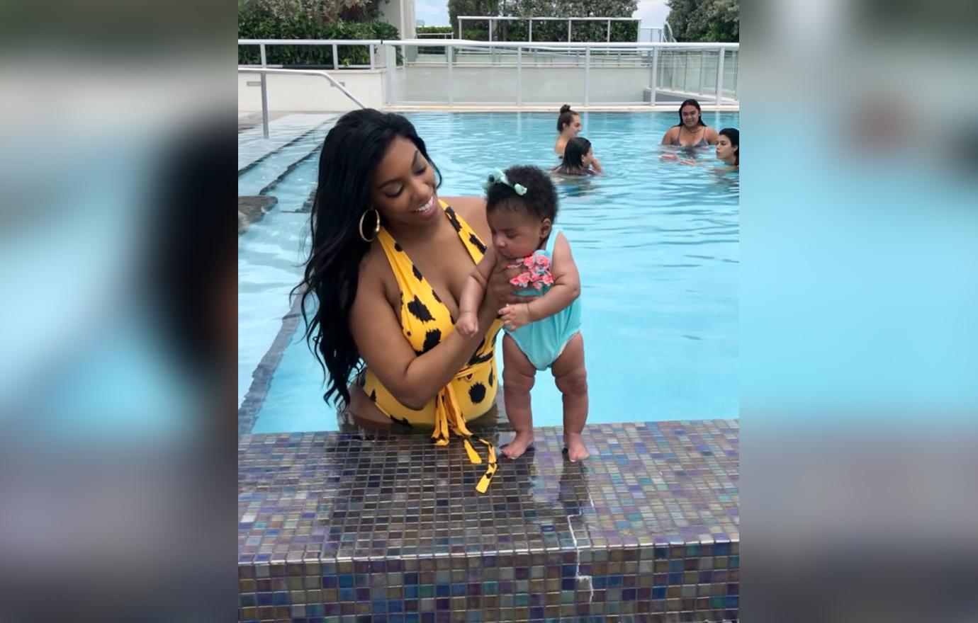 Porsha Williams With Daughter Pilar In A Pool