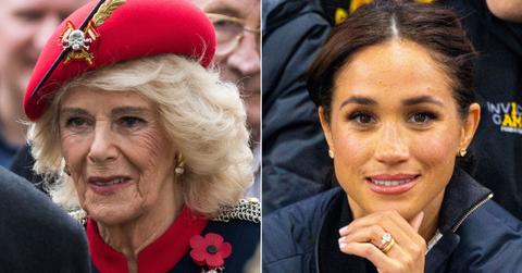 split image of Queen Camilla and Meghan Markle