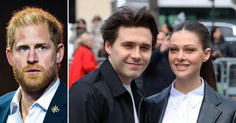 Split photo of Prince Harry and Brooklyn Beckham and Nicola Peltz