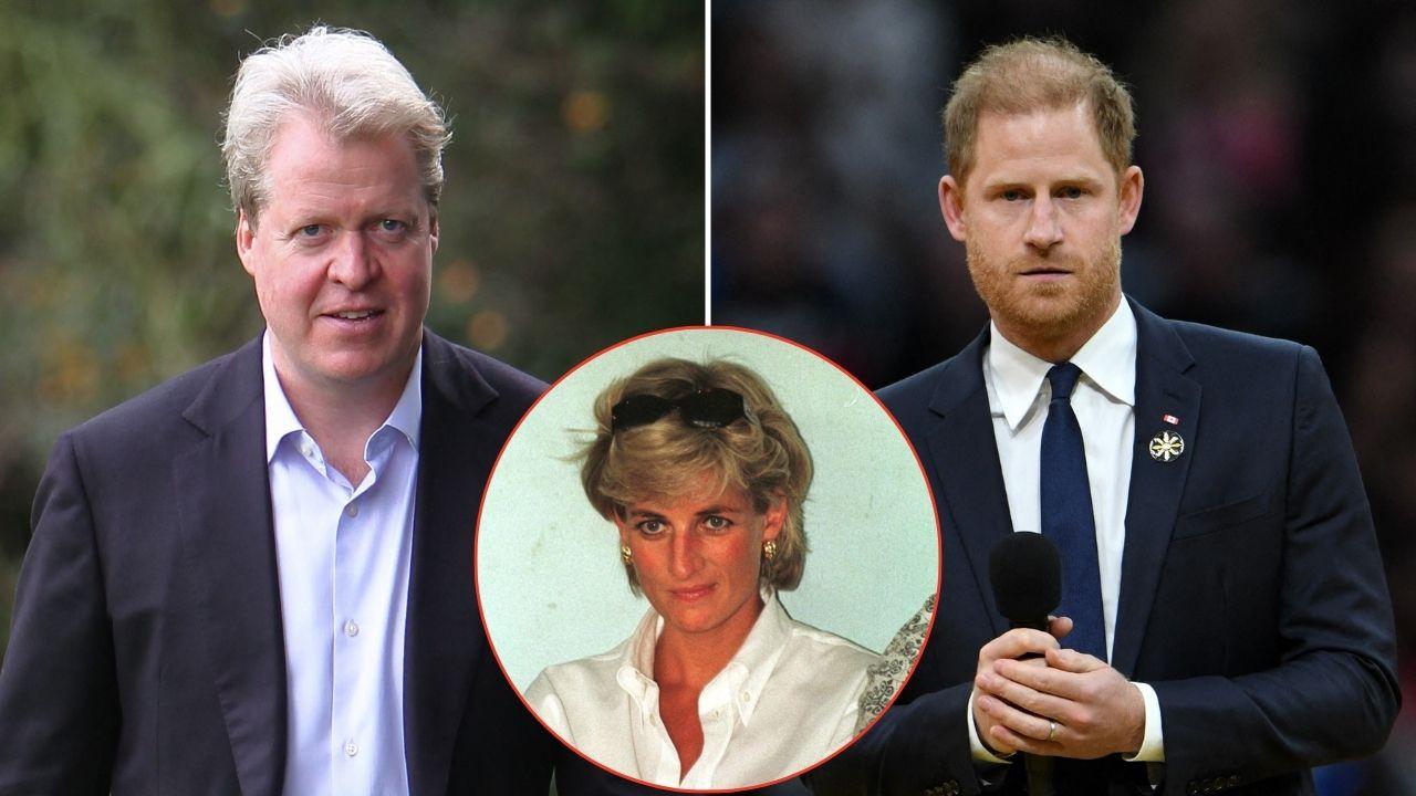 Split photos of Princess Diana, Charles Spencer and Prince Harry