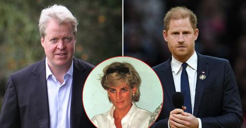 Split photos of Princess Diana, Charles Spencer and Prince Harry
