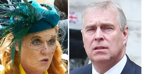Split photos of Sarah Ferguson and the former Prince Andrew