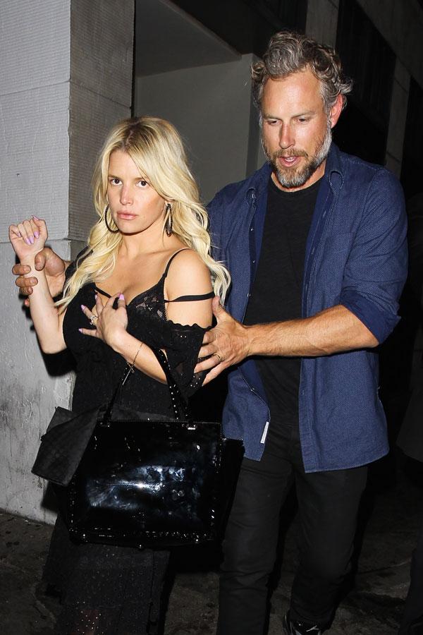 Jessica Simpson Nearly Takes a Tumble After Night Out With Hubby