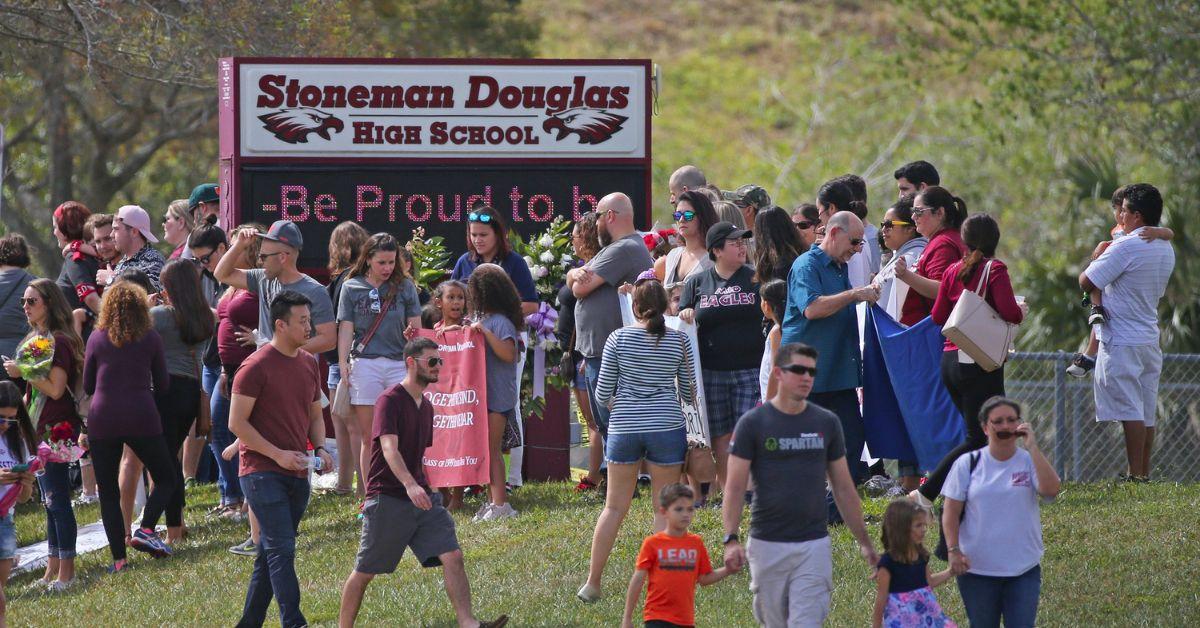 Procession Of Buses For Gun Violence Victims Visits Ted Cruz's Home