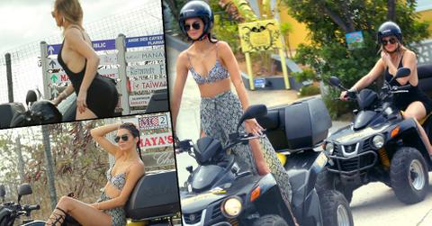 Kendall Jenner And Khloe Kardashian Ride ATV's In St. Barths