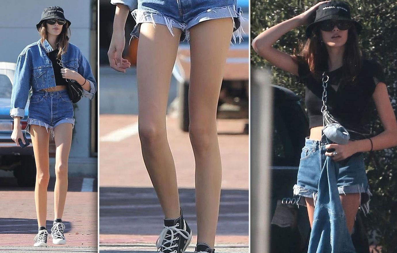 Kaia Gerber Scary Skinny Legs Walking In Denim