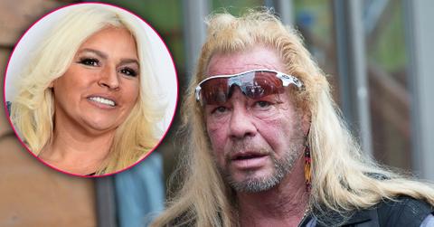Duane Chapman Closeup Looking Sad with Inset of Smiling Beth Chapman