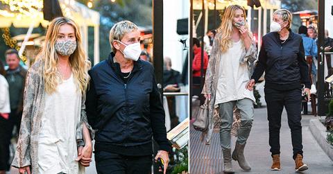 ellen degeneres and portia de rossi hold hands as they go to dinner