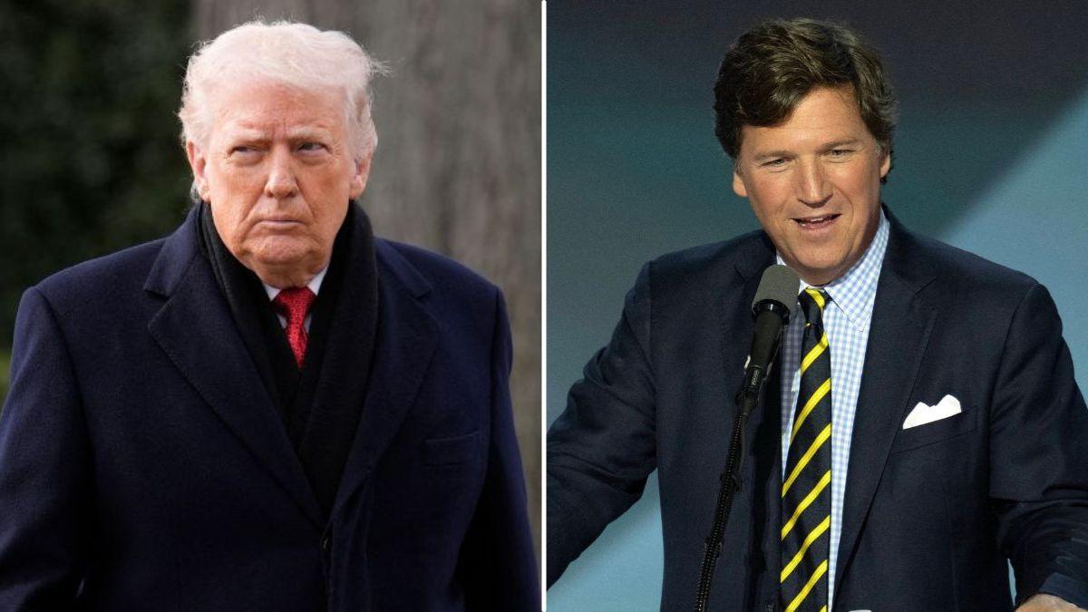 split image of Donald Trump and Tucker Carlson