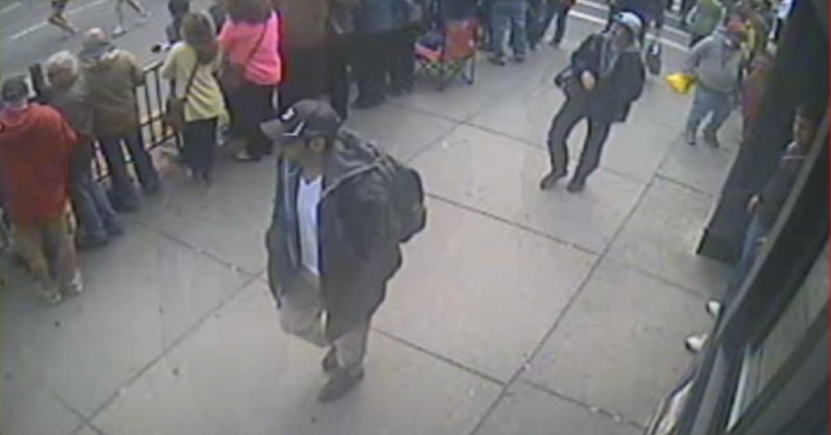 FBI Surveillance footage of Tamerlan Tsarnaev and Dzhokhar Tsarnaev at Boston Marathon before bombing.