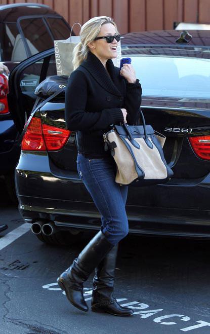 Reese Witherspoon out and about in Brentwood in black leather