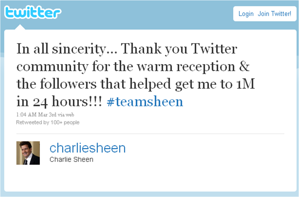 //charlie sheen twitter m