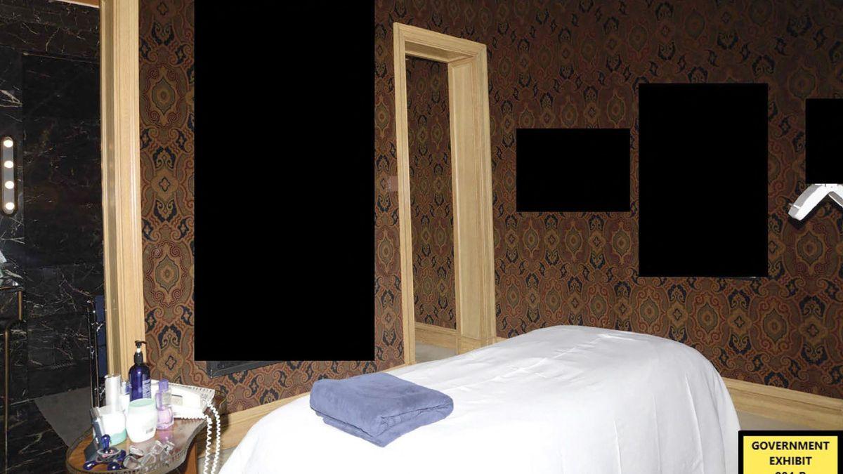 A photo of Epstein's massage room