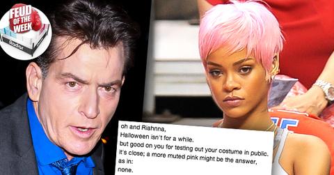 //charlie sheen slams rihanna twitter pink hair los angeles wide