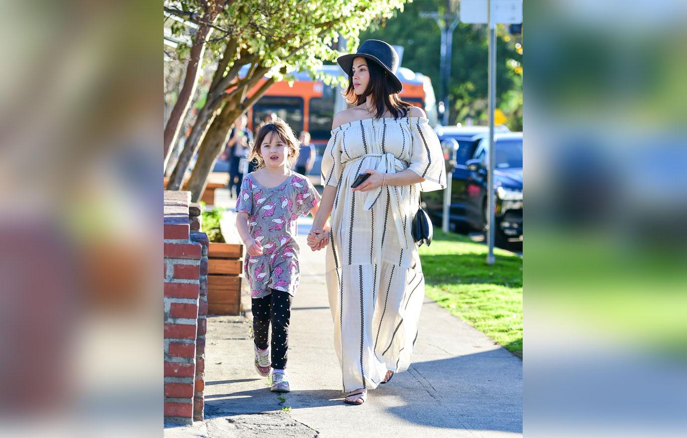 Pregnant Jenna Dewan Wears White See-Through Dress With Daughter