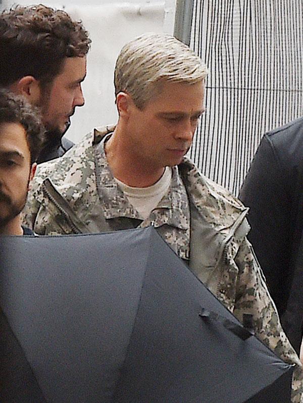 Brad Pitt Grey Hair Photos Set War Machine Movie