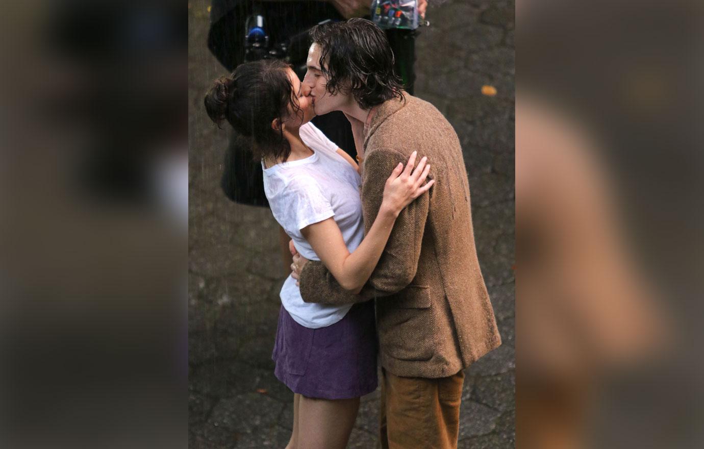 Selena Gomez Timothee Chalamet Kiss Rain