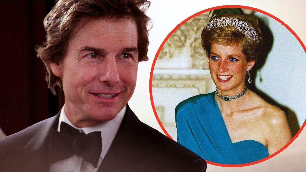 Split photo of Tom Cruise and Princess Diana