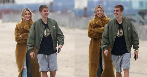 //justin bieber and hailey baldwin go for beach stroll pp