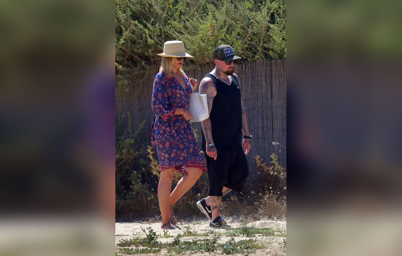 Cameron Diaz and Benji Madden strolling during holiday in St Tropez.