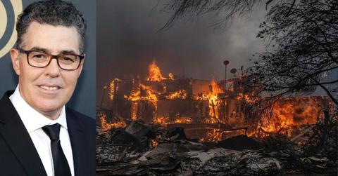 Split photo of Adam Carolla, fires