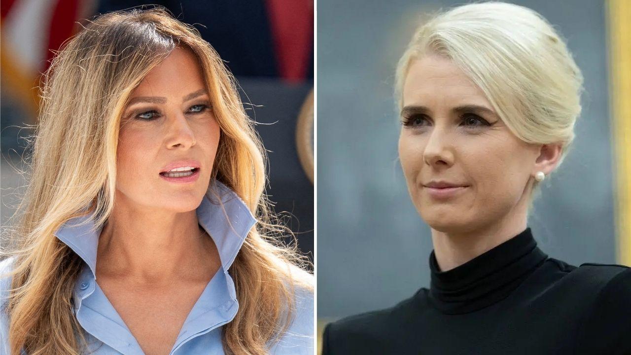 A photo of Melania Trump alongside a photo of Natalie Harp
