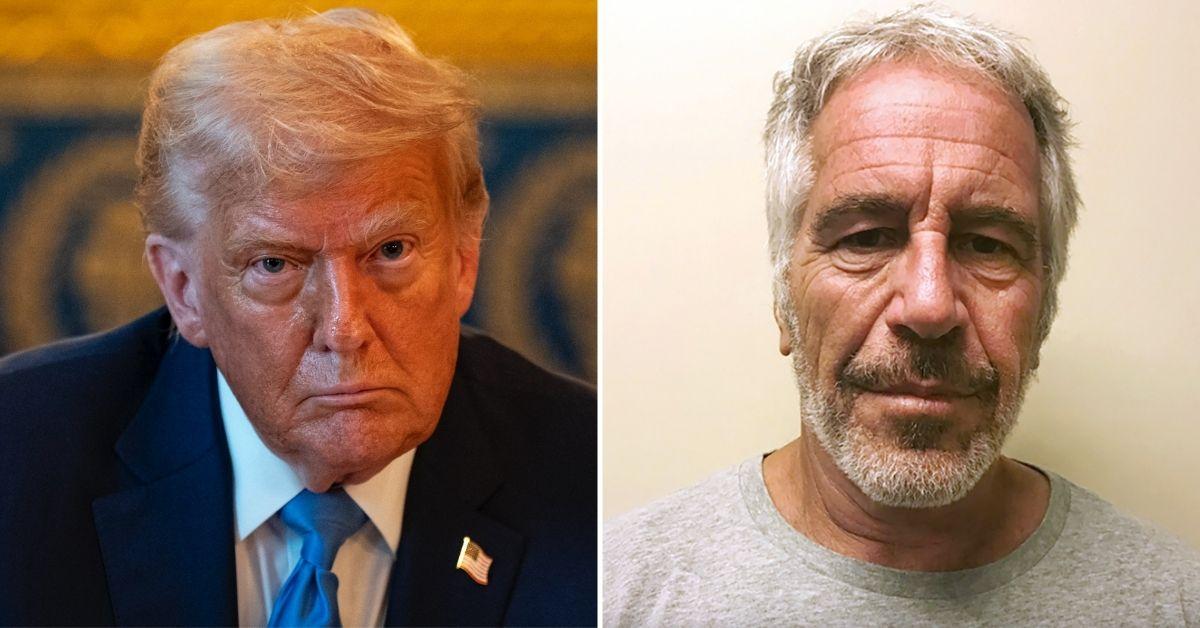Split photo of Donald Trump, Jeffrey Epstein