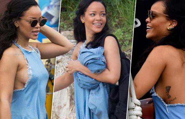 Braless Rihanna Spills Major Side Boob In Barbados