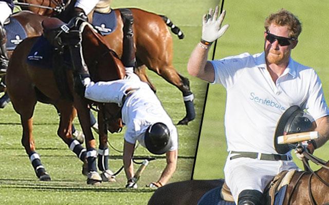 //prince harry fall head first charity polo match pp