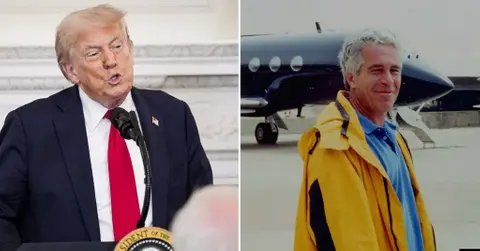 Composite photo of Donald Trump and Jeffrey Epstein