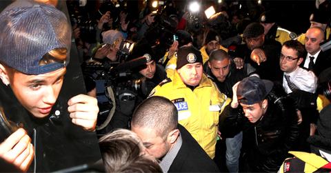 //justin bieber toronto police station assault chaos fans wide