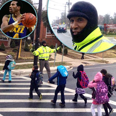 NBA great now a school crossing guard