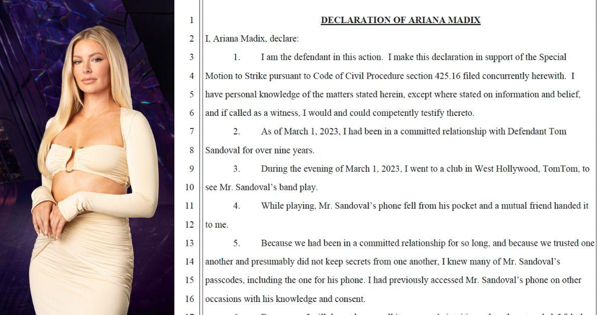 READ THE DECLARATION: Ariana Madix Recalls Crucial Moments After She Uncovered 'Scandoval' - Vimarsana News