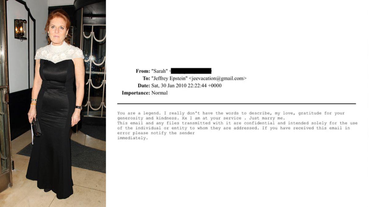 Photo of Sarah Ferguson and her email to Epstein