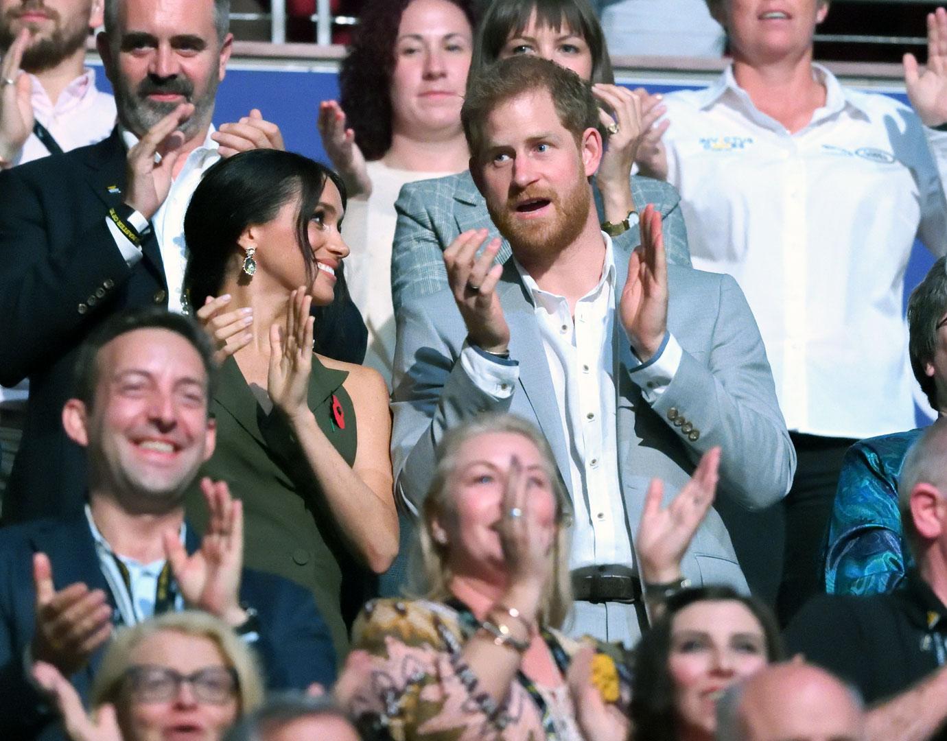 //prince harry and pregnant meghan markle attend invictus games closing