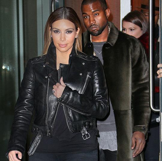 Kim Kardashian & Kanye West Rock On In Matching Black Outfits In NY