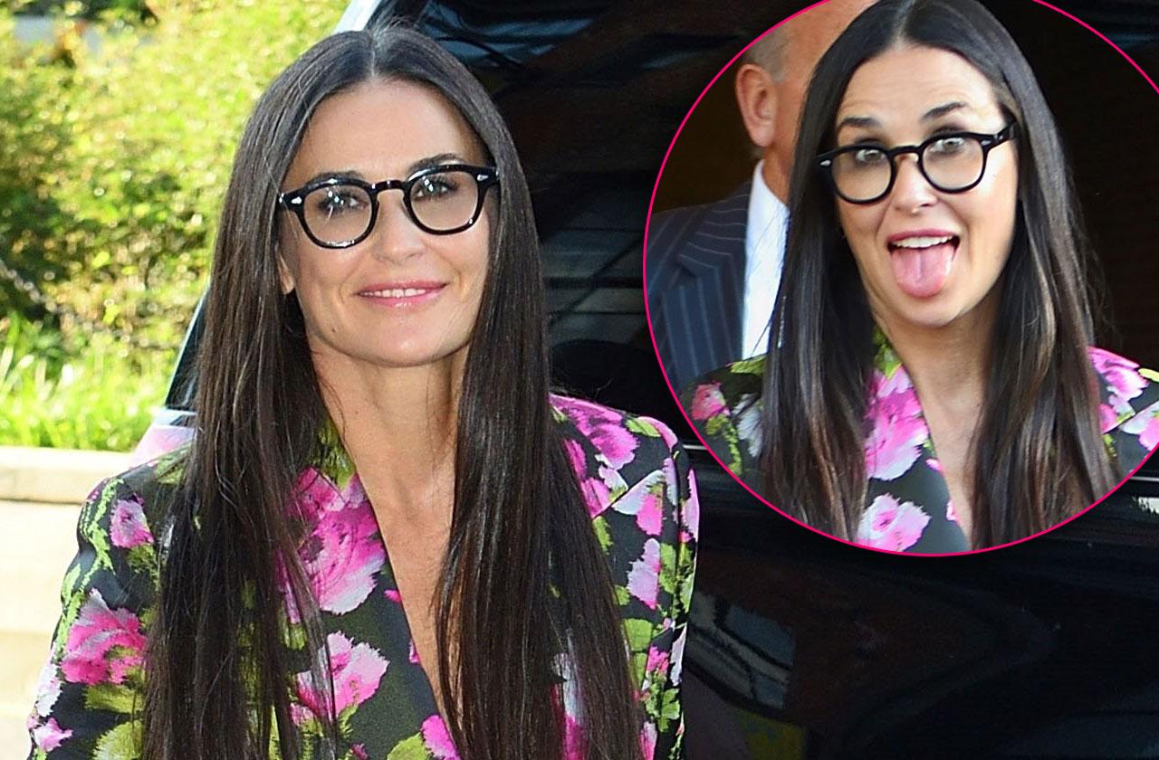 Demi Moore Teeth Floral Suit Blind Premiere