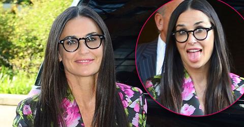 Demi Moore Teeth Floral Suit Blind Premiere