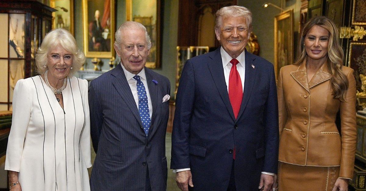 picture of Queen Camilla, king Charles, Donald Trump and Melania Trump