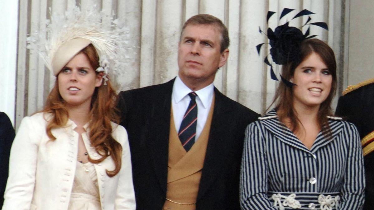 Photo of Andrew Windsor with Princesses Eugenie and Beatrice