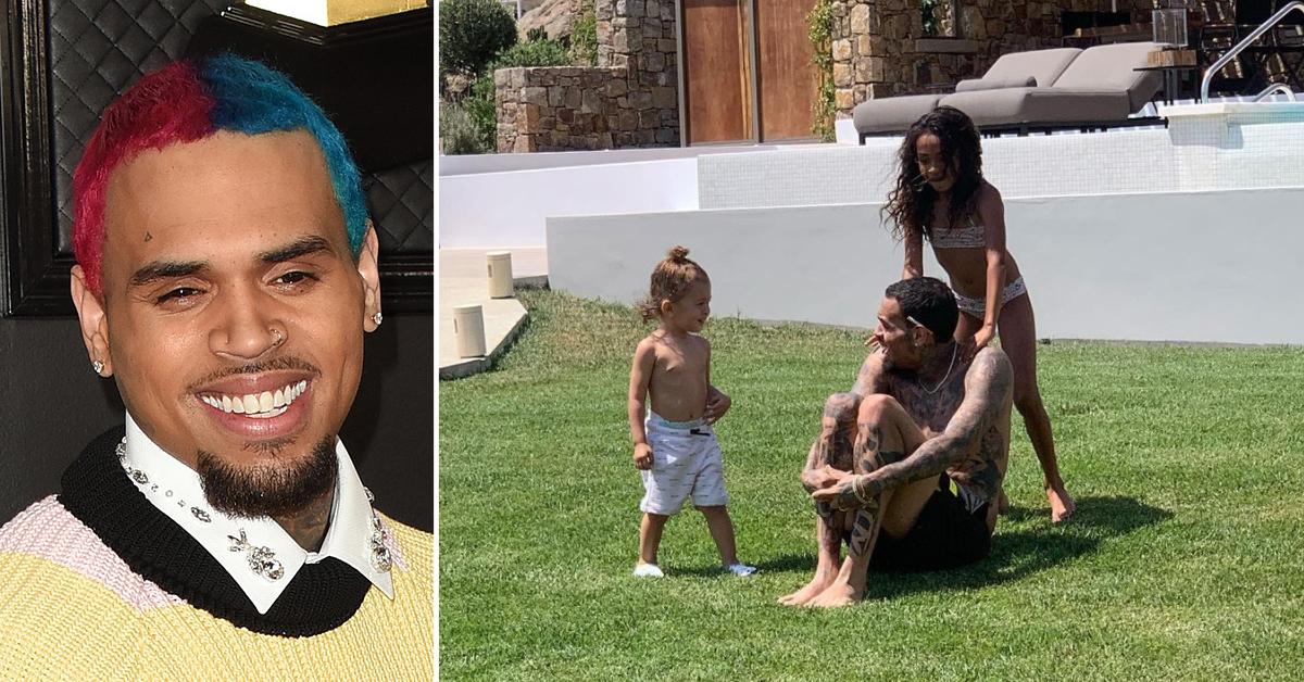 chris brown hanging with kids mykonos ex housekeeper trying to locate singer dog attack lawsuit