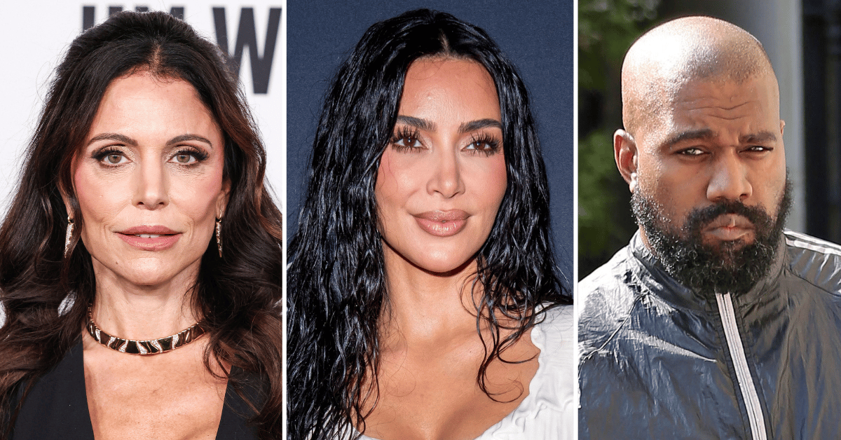 Split photo of Bethenny Frankel, Kim Kardashian, Kanye West