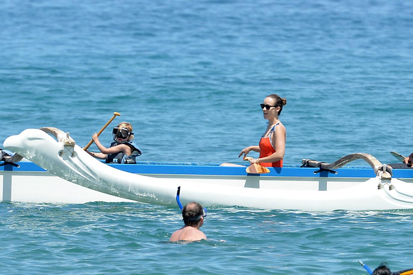 Olivia Wilde Wears Orange Swimsuit During Beach Day With Kids