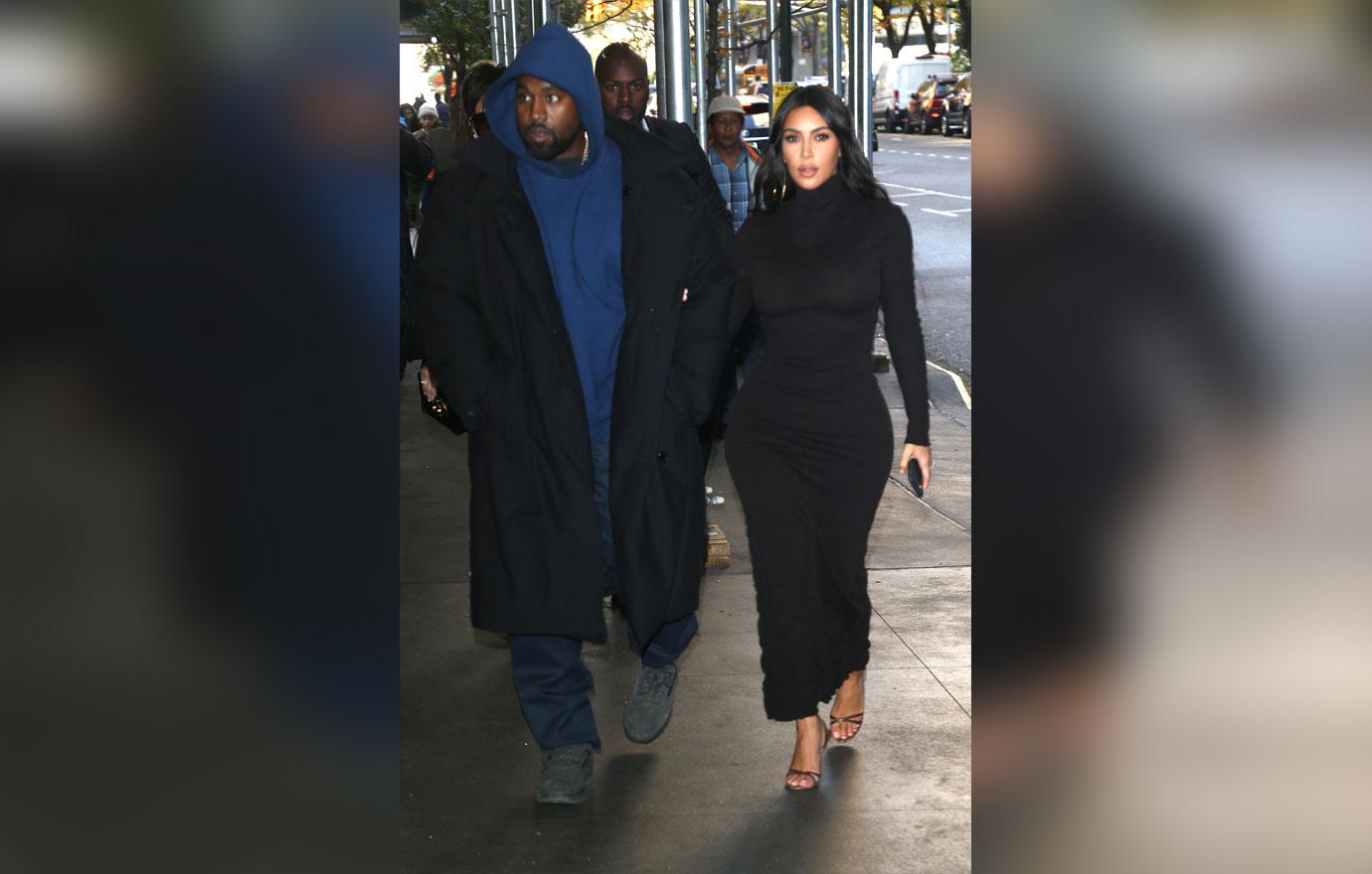 Kim Kardashian Covers Up In Turtleneck Dress After Religious Kanye West's New Dress Rules