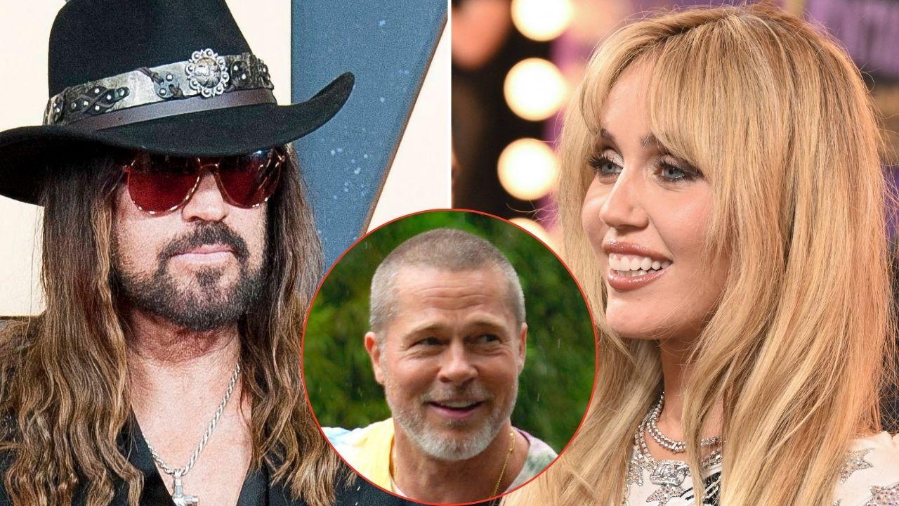 picture of Billy Ray Cyrus, Miley Cyrus and Brad Pitt