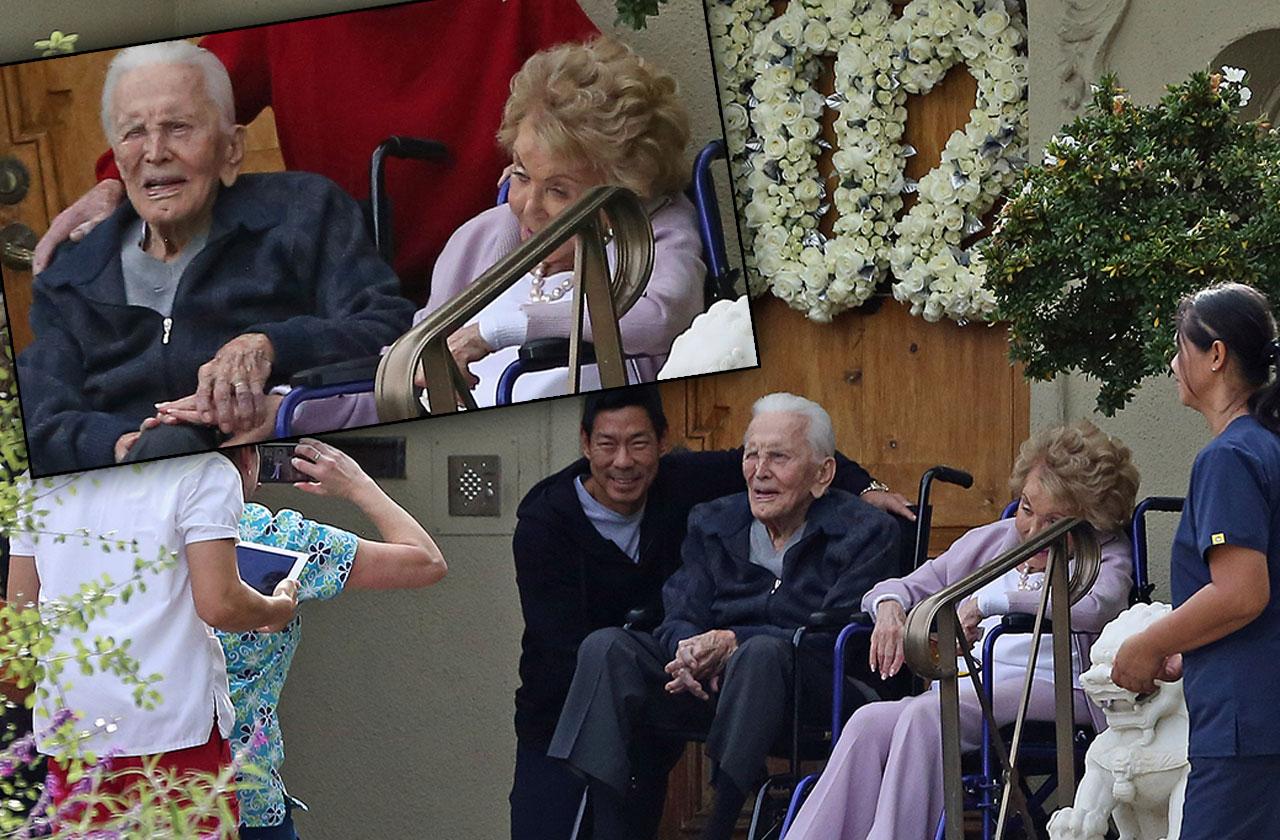 Kirk Douglas Has 102 Birthday Celebration With Wife, Family & Friends