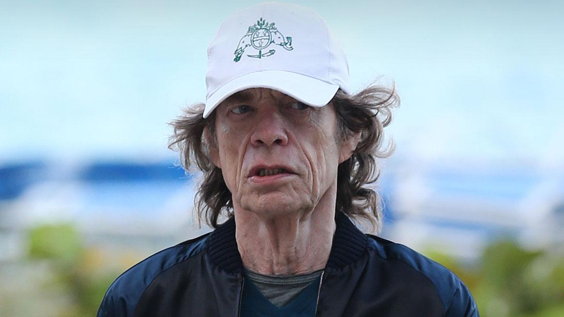 Closeup photo of Mick Jagger Wearing Baseball Cap