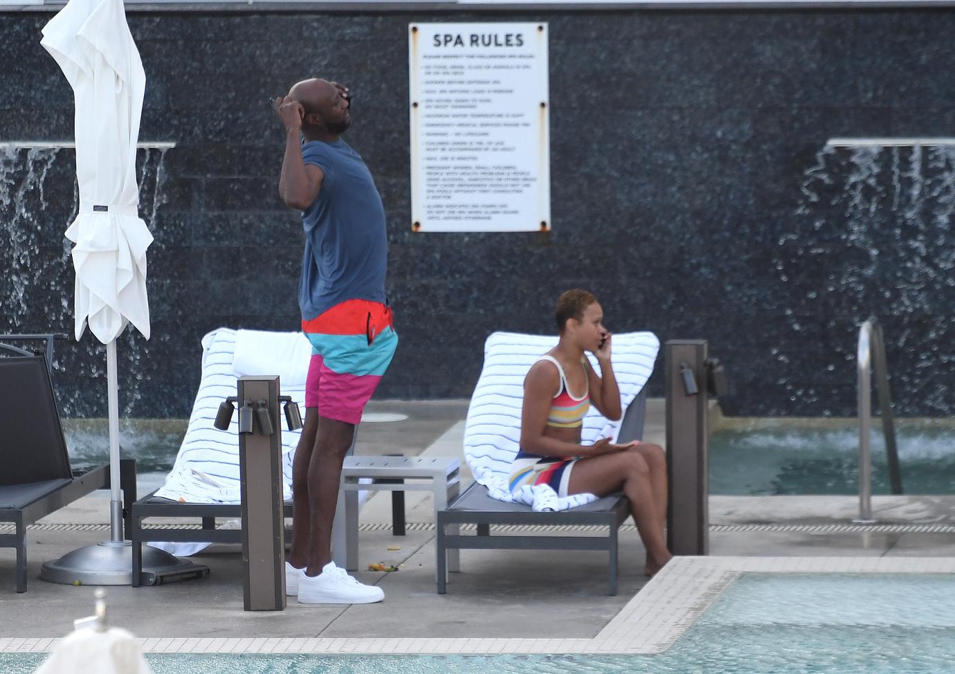 Lamar Odom And Fiance Sabrina Parr Hit The Pool After Their Shocking Engagement