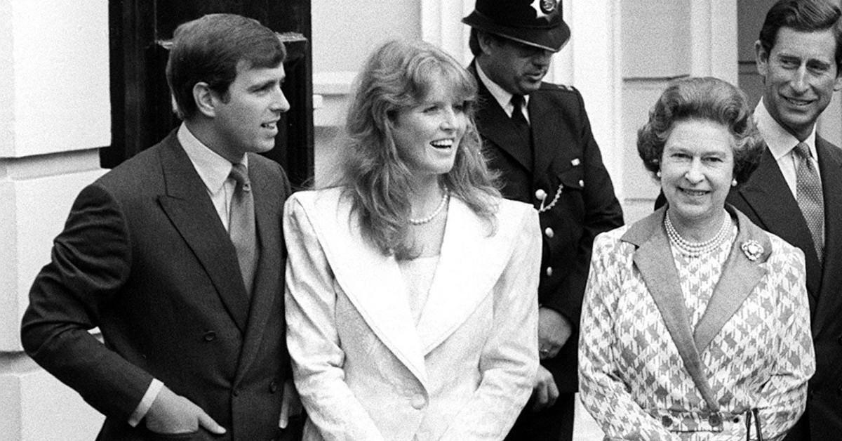 Photo of Sarah Ferguson, Andrew Windsor and Queen Elizabeth II