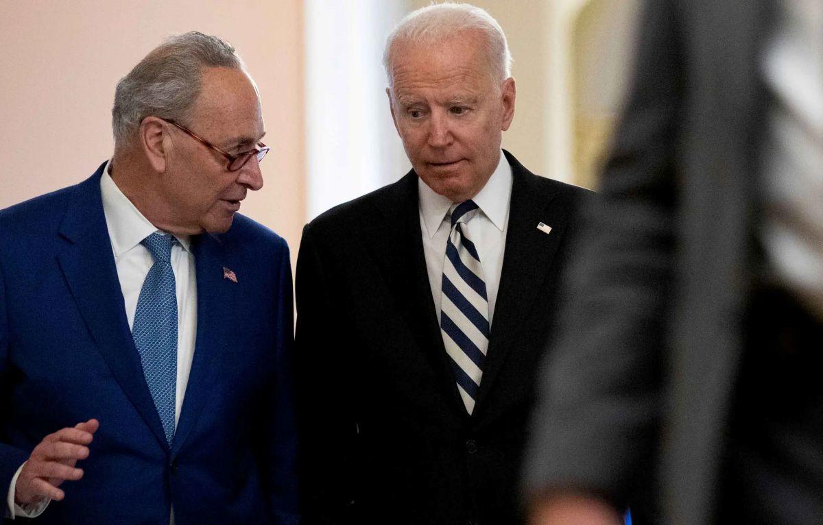 Schumer was caught on a hot mic giving secret advice to President Biden.